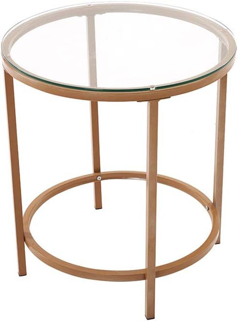 Gold Finish Frame Glass side lamp holder Glass Coffee Table Corner Side End Table Modern Living Room (50 * 55 * 6)
