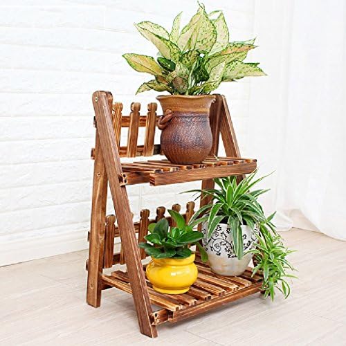 Wooden Folding Flower Stand Floor Shelf Flowerpot Terrace Balcony Living Room Bonsai Frame 2 Flower Stand LWH: 502555CM