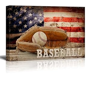 Baseball Americana Patriotic Ball and Glove Sport Grunge Flag