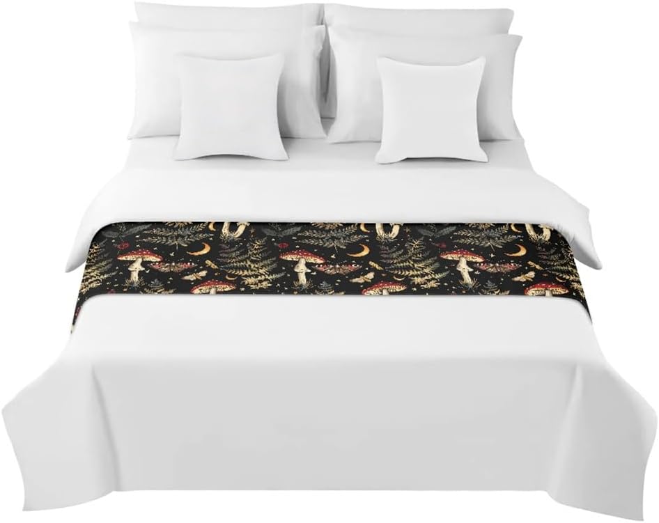 Morbuy 3D Mushroom Bed Runner 50x210cm for Stylish Bedroom Decor