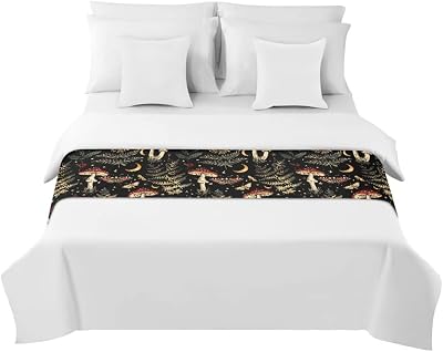 Morbuy 3D Mushroom Bed Runner 50x210cm for Stylish Bedroom Decor