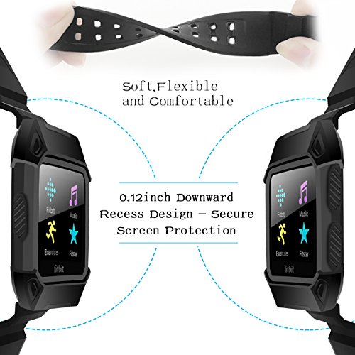 C2D JOY for Fitbit Ionic Case Replacement Bands Rugged Protective Frame Case Accessory Sport Bands for Fitbit Ionic Watch Black (6.7-8.1 inch) - Thumbnail 3