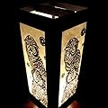 Pakdeevong shop Black Owl Bird of Night Prey White Handmade Asian Oriental Wood Table Paper Gift Bedside Night Light Bulbs Bedroom Accessories Home Decor Living Room Bedside Homemade Art Garden Outdoor Floor Japanese Modern Vintage Christmas Desk Lamp
