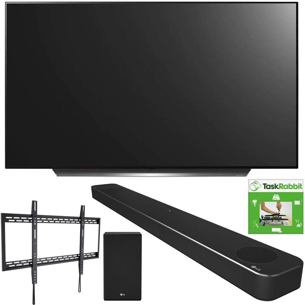 LG OLED77CXPUA 77-inch CX 4K Smart OLED TV with AI ThinQ (2020) Bundle SN8YG 3.1.2 ch High Res Audio Soundbar + TaskRabbit Installation Services + Monoprice Fixed TV Wall Mount