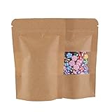 100 Brown Craft Zip Lock Stand Up Pouches w/ Window 9x13cm (3.5x5.1