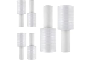 DAJAVE 6 Pack Stretch Wrap Film with Handle, 4 Inch x 1000ft 80 Gauge Thick Industrial Strength Hand Shrink Wrap Roll, Self-A