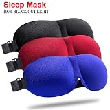 Sleep Mask,3 Pack 3D Eye mask for Sleeping-No Pressure Comfortable on Your Eyeballs for Women Men, Blindfold for Travel Airplane (red)