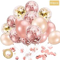 Rose Gold Balloons, Confetti Balloons for Parties, 60pcs Balloons Bulk for Birthday Parties or Graduation Decorations
