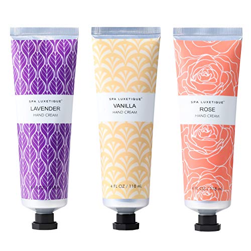 Hand Cream Gift Set, Spa Luxetique Hand Lotion Gift Set for Women, Rose Lavender and Vanilla Scent, 4oz x 3pcs
