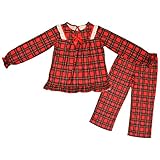 Little Jammies Girls Ribbon and Lace Plaid Flannel Pajamas
