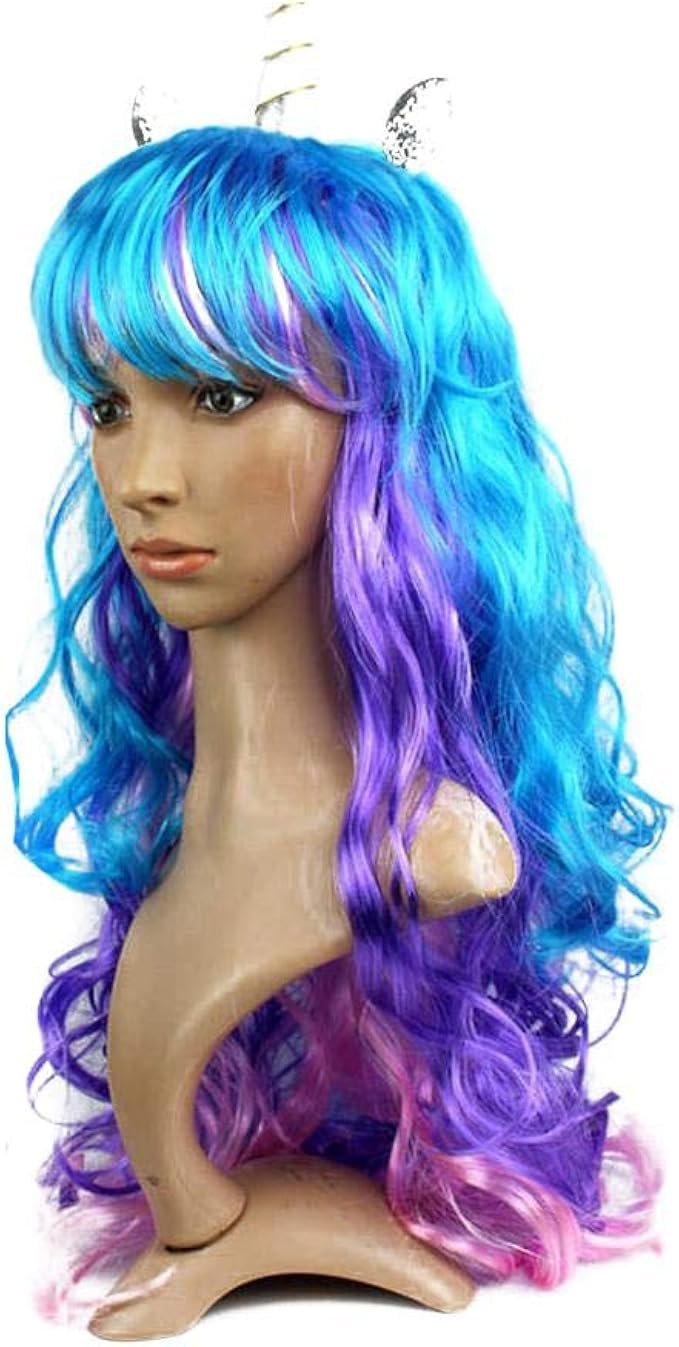 Plastic Unicorn Wig Unicorn Horn Ears Wig Colorful Wig Unicorn Cosplay