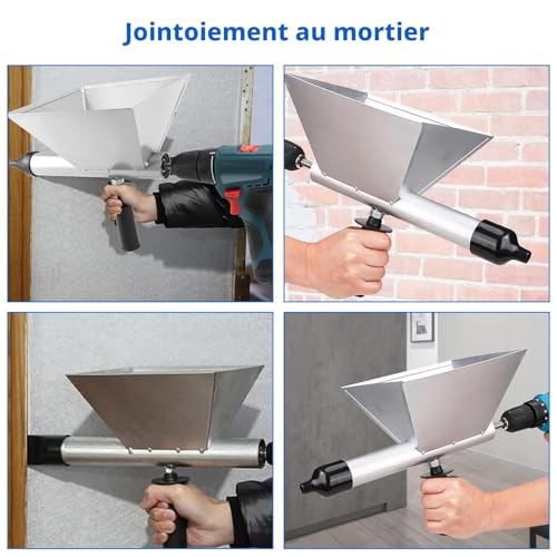 Electric Mortar Sealer Gun with 8 Removable Nozzles, Portable Electric Mortar Gun Funnel Shape for Mortar Seals Sealing Tools