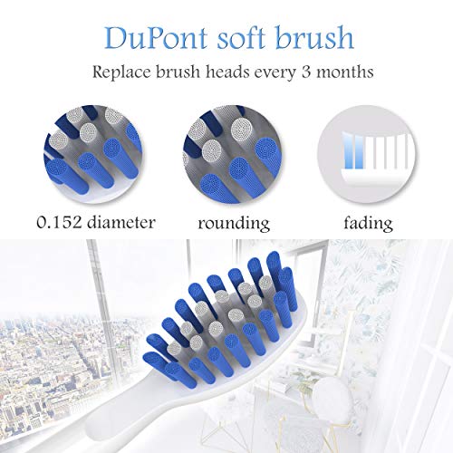 Sonic Electric Toothbrush for Adults Waterproof IPX7 Rechargeable Toothbrush 5 Modes & Smart Timer-Ultra Sonic 40,000 VPM Motor with 3 Dupont Brush Heads (Black)