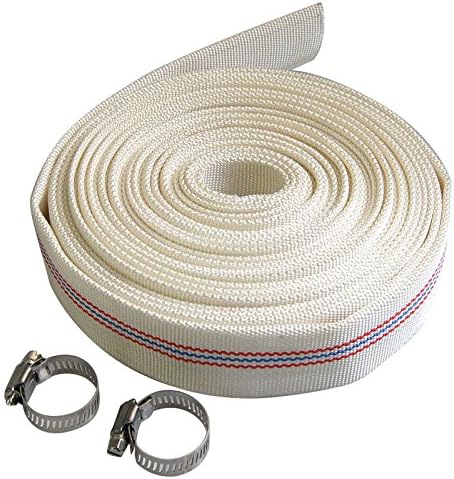 KATSU Layflat Discharge Hose Pipe 10m x 25mm 1-Inch Diameter with 2 Clips Odour Free for Submersible & Other Water Pumps