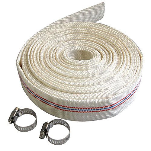 KATSU Layflat Discharge Hose Pipe 10m x 25mm 1-Inch Diameter with 2 Clips Odour Free for Submersible & Other Water Pumps, Draining Pond, Garden Irrigation, Hot Tub, Swimming Pool or Sump 664323