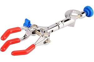 Labasics 3-Prong Swivel Clamp, Sturdy 3 Prong Single Adjust Multipurpose 360 Degree Swivel Rubber Coated Clamp with Boss Head for Laboratory Use