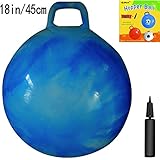 AppleRound Space Hopper Ball with Air Pump: 18in/45cm Diameter for Ages 3-6, Hop Ball, Kangaroo Bouncer, Hoppity Hop, Jumping Ball, Sit & Bounce (Blue Cloud)