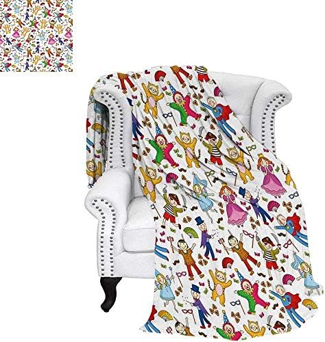 YOLIKA Kids Oversized Travel Throw Cover Blanket Native American Pirate Princes Cat Costume Wearing Children Pattern Colorful Abstract Travel Throw Blanket 60"x36" Multicolor