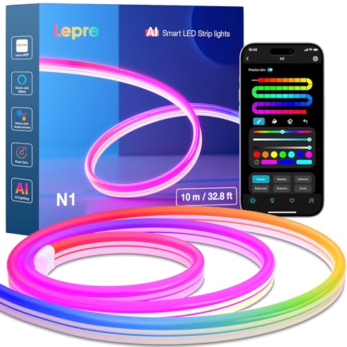 Lepro Neon LED Strip 10m, LED Streifen mit App-, Musik- & Sprachsteuerung