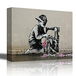 Slave Labour by Banksy Child Sewing Countries Flags Together