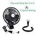 TN TONNY Clip-on Fan, AC 110V 6 Inch Adjustable Clip Table Fan with 2 Speeds Wind, Personal Cooling Fan with 6 Foot Cord and Plastic Safety Grill, Black