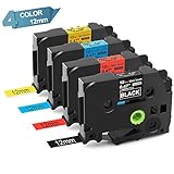 4-Pack Compatible with Brother Labeling Tape TZ TZe 431 531 631 335 12mm 0.47'' Laminated Color Tapes Compatible with Brother PTD-400AD PT-D210 PT-2030 Label Maker