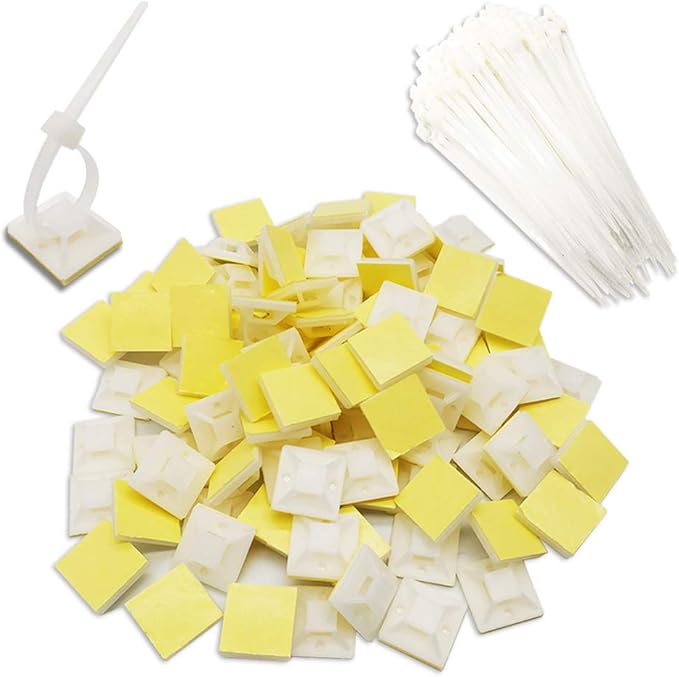 100pcs White Cable Tie Bases 20mm*20mm Self Adhesive Cable Tie Holders