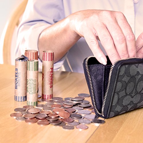 250 Coin Wrappers Made In USA - Preformed Paper Tubes - Assorted Sizes - 100 Quarters, 50 Pennies, 50 Nickels and 50 Dimes