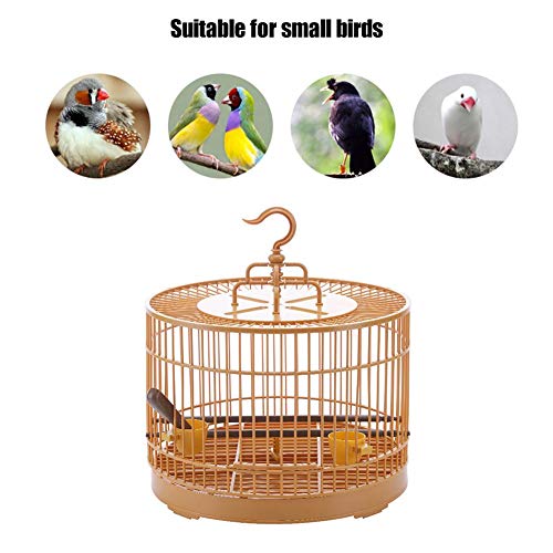 Lianle Breathable Bird Travel Cage Round Shape Bamboo Wood Bird Feeding Cage for Small Birds Parrot – Retro Bamboo Wood Birdcage