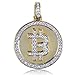 TOPGRILLZ Gold Pendant Necklace Men Rope Bitcoin Chain Iced out 14K Gold Plated Cryptocurrency Gold Necklace for Women Stainless Steel Necklace