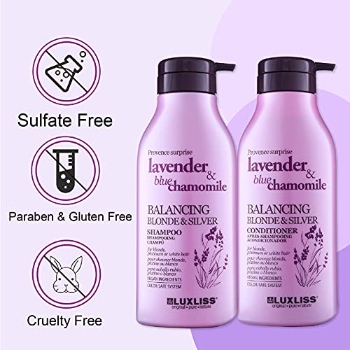 Luxliss Purple Shampoo and Conditioner Set for Blonde Silver Hair