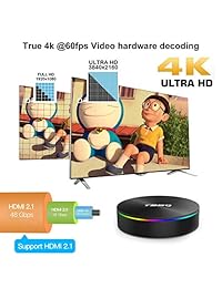 YAGALA T95Q Android 8.1 TV Box 4GB RAM 64GB ROM Amlogic S905X2 Quadcore Cortex A53 Bluetooth 4.1 HDMI 2.1 H.265 4K Resolución 2.4GHz & 5GHz Dual Band WiFi 1000M Ethernet Video Player