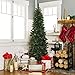 Best Choice Products 6ft Pre-Lit Hinged Fir Artificial Pencil Christmas Tree w/ 250 Warm White Lights, Foldable Stand, Green