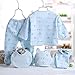 MIOIM Newborn Baby 0-3M Boys Girls Cotton Tops Hat Pants Outfit Sets 5PCS