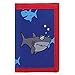 RFID Blocking Wallet for Kids/Slim Cartoon Wallet with Zippered Pocket/Trifold Canvas Outdoor Sports Wallet (Shark)