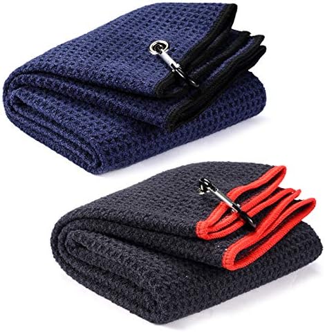 Fpxnb 2 Pack Tri-fold Golf Towel Set, Microfiber Fabric Waffle Pattern Towels, Heavy Duty Carabiner Clip (2 Pcs, 2 Colors) Fpxnb 2 Pack Tri-fold Golf Towel Set, Microfiber Fabric Waffle Pattern Towels, Heavy Duty Carabiner Clip (2 Pcs, 2 Colors)