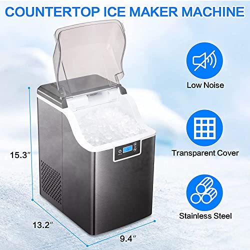 Kismile Nugget Ice Maker Countertop,Portable Compact Ice Maker Machine