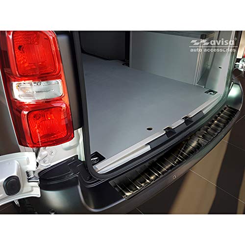 Avisa Black Stainless Steel Rear bumper protector compatible with Peugeot Expert III & Citroen Jumpy III 2016- Ribs