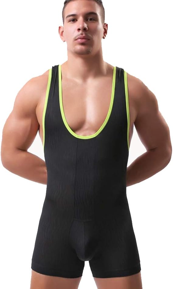 Herren Wrestling Singlet - Sport Bodysuit Aus Stretch Material Mit Knopf Im Schritt