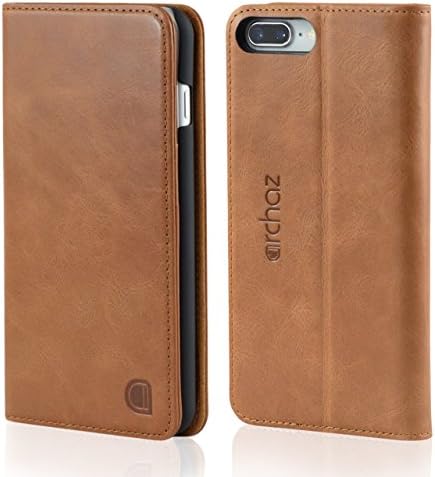 iPhone 8 Plus/iPhone 7 Plus Leather Case. Premium Italian Leather Case for iPhone 8 Plus/iPhone 7 Plus - Magnetic Closure - Adjustable Viewing Stand (tan Brown)