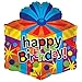 Kaleidoscope Happy Birthday Gift Box Shape Foil Mylar Balloon , 18