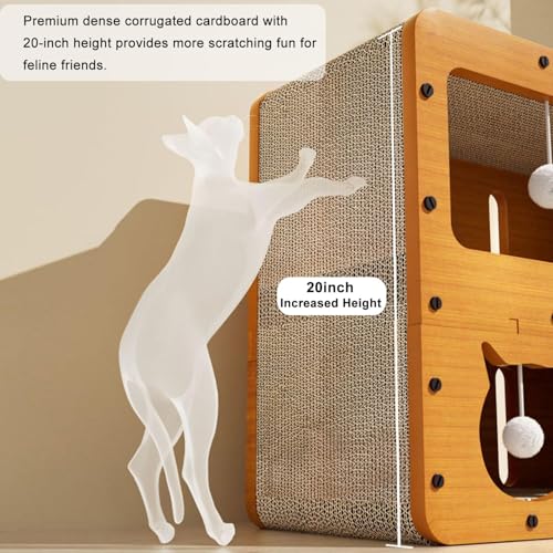 Orchid M® 3 Floor Cat Scratcher Cardboard House,Indoor Cardboard Lounge Bed- Large Cat Scratcher Bed with 4 Hanging Toys,Easy Assemble Durable Board Entertain Prevent Furniture Damage