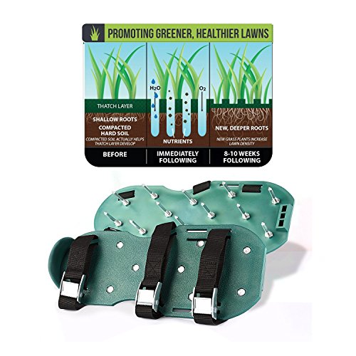 Lawn Aerator ShoesSturdy, Effective & Easy to Use with 4 Straps and Heavy Duty Metal Buckles - Spiked Sandals Shoes Garden Tool