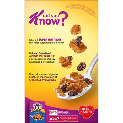 Raisin Bran Breakfast Cereal, High Fiber Cereal, Made with Real Fruit
