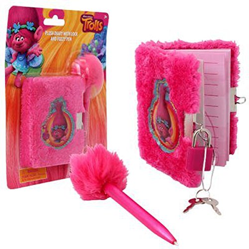Trolls Movie Plush Diary with Lock and Fuzzy Pen