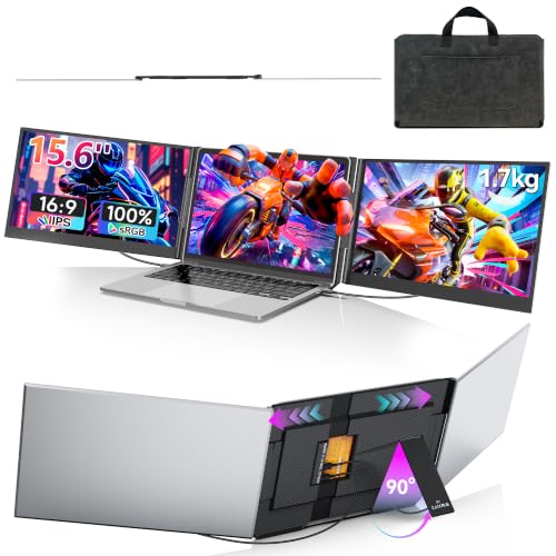 15,6 Zoll Laptop Bildschirm Erweiterung, Silber Triple Portable Monitor
