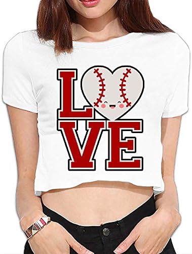 PolkBro Love Cute Baseball Sexy Womens Cropped Tops Tees Short T-shirt Blouse Clubwear