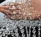 10 Pack (33FT/1005cm) Beaded Trim Clear Acrylic Crystal Garland Chandelier Octagon Beads Chain, Magnificent Crystal Acrylic Gems Beads for Wedding Party Tree Garlands Decoration and DIY Jewelry Making