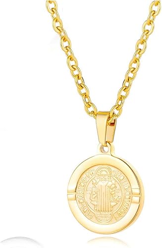 Amazon Rockyu ペアネックレス ブランド ゴールド 18金メッキ 円型 イエス ペンダント ネックレス レディース ゴールド プレゼント メダル コインネックレス 宗教 開運 御守 アクセサリー 個別販売 ネックレス 通販