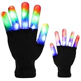 Led Gloves, DUZCLI Flashing Finger Light Up Gloves - Kids and Adult Size with Extra Batteries - for Rave, Halloween, Party Light show, Concerts, Disco, Party ,Half-finger,L(Adult-Over 10 Year old)